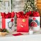 13" Large Christmas Gift Bag Assortment with Tissue Paper (3 Bags: "Merry Christmas" Wreath, Gold Joy, Snowy Red Barn) Red, White, Gold Foil